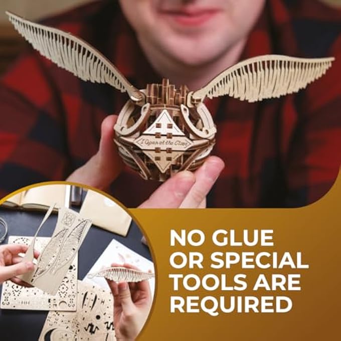 GOLDEN SNITCH HARRY POTTER 3D PUZZLES FOR ADULTS TO BUILD - 3D WOODEN PUZZLES FOR TEENAGERS - ADULT 3D PUZZLE HARRY POTTER SET - 3D MODEL KITS FOR ADULTS - Image 4